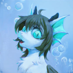 Size: 4500x4523 | Tagged: safe, artist:rvsd, derpibooru import, oc, oc only, merpony, pony, g4, blue eyes, bubble, chest fluff, crepuscular rays, digital art, fangs, looking at you, ocean, open mouth, solo, sunlight, swimming, teeth, underwater, water