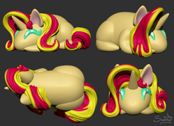 Size: 1468x1061 | Tagged: safe, artist:sunny way, derpibooru import, sunset shimmer, pony, unicorn, art, artwork, bun, buns, chibi, cute, digital art, female, feral, mare, smiling, solo, zbrush