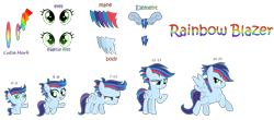 Size: 4128x1816 | Tagged: safe, artist:galaxystar2012, derpibooru import, oc, oc only, oc:rainbow blazer, pegasus, pony, age progression, baby, baby pony, base used, female, filly, foal, mare, offspring, older, parent:rainbow dash, parent:soarin', parents:soarindash, simple background, solo, teenager, transparent background