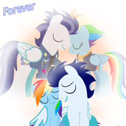 Size: 1400x1400 | Tagged: safe, artist:mlplary6, derpibooru import, rainbow dash, soarin', pegasus, pony, the last problem, bomber jacket, clothes, eyes closed, female, hug, husband and wife, jacket, love, male, mare, married couple, older, older rainbow dash, older soarin', older soarindash, shipping, soarindash, stallion, straight, winghug, wings