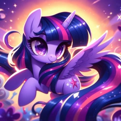 Size: 1024x1024 | Tagged: safe, ai content, derpibooru import, machine learning generated, twilight sparkle, twilight sparkle (alicorn), alicorn, prompter:mega-poneo, solo