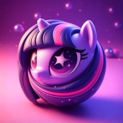 Size: 1024x1024 | Tagged: safe, ai content, derpibooru import, machine learning generated, twilight sparkle, ball, morph ball, prompter:mega-poneo, solo, starry eyes, twiball, wingding eyes