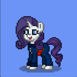 Size: 736x732 | Tagged: safe, derpibooru import, rarity, pony, unicorn, blue background, charlie and the chocolate factory, i have no idea what i'm doing, imminent inflation, moments before disaster, pony town, simple background, violet beauregarde, willy wonka and the chocolate factory