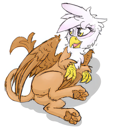Size: 752x840 | Tagged: safe, artist:pzkratzer, derpibooru import, gilda, griffon, butt, colored sketch, featureless crotch, flockmod, gildonk, lying down, paw pads, paws, plot, simple background, sketch, solo, underpaw