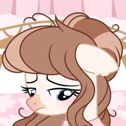 Size: 1084x1080 | Tagged: safe, artist:cstrawberrymilk, derpibooru import, oc, oc:strawberry milk, pony, bust, ears, female, floppy ears, mare, portrait, solo