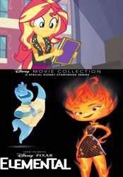 Size: 1129x1620 | Tagged: safe, derpibooru import, edit, sunset shimmer, human, book, disney, elemental (pixar), ember lumen, female, fire, male, meme, pixar, shitposting, wade ripple, water