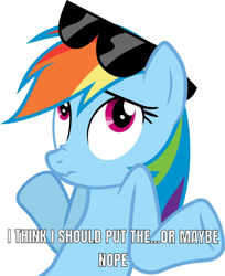 Size: 784x960 | Tagged: safe, derpibooru import, rainbow dash, g4, duo, glasses, looking up, meme, simple background, solo, text, white background