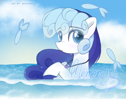 Size: 1680x1322 | Tagged: safe, artist:memengla, derpibooru exclusive, derpibooru import, oc, oc only, fish, pony, commission, flowing mane, looking at you, ocean, solo, swimming, water, wet
