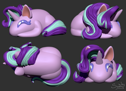 Size: 1468x1061 | Tagged: safe, artist:sunny way, derpibooru import, starlight glimmer, pony, art, artwork, bun, buns, chibi, cute, digital art, female, feral, mare, smiling, solo, transformers, unicron, zbrush