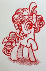 Size: 1718x2635 | Tagged: safe, artist:jack107401, derpibooru import, cozy glow, pegasus, pony, crayon drawing, monochrome, simple background, smiling, traditional art