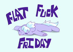 Size: 7016x4961 | Tagged: safe, artist:cutepencilcase, derpibooru import, cloudchaser, pegasus, pony, eyes closed, flat, flat fuck friday, flop, lying down, meme, prone, solo, sploot, tongue, tongue out, vulgar