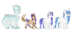 Size: 3879x1654 | Tagged: safe, artist:xxsimu, derpibooru import, oc, oc only, oc:arthur, oc:azura, oc:jewel, oc:malakai, dracony, hybrid, pony, unicorn, female, half-siblings, high res, interspecies offspring, jewelry, male, mare, necklace, necktie, offspring, parent:capper dapperpaws, parent:fancypants, parent:rarity, parent:spike, parents:capperity, parents:raripants, parents:sparity, pearl necklace, siblings, simple background, stallion, tongue, tongue out, transparent background