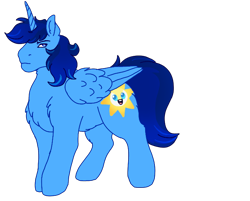 Size: 720x579 | Tagged: artist needed, source needed, safe, derpibooru import, oc, oc only, oc:blue thunder, alicorn, chest fluff, folded wings, male, male alicorn, male alicorn oc, shoulder fluff, simple background, solo, standing, transparent background, wings