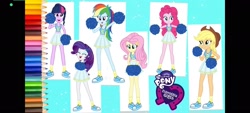 Size: 2400x1080 | Tagged: safe, applejack, fluttershy, pinkie pie, rainbow dash, rarity, twilight sparkle, cheering, mane six, shoes