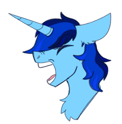 Size: 595x606 | Tagged: artist needed, source needed, safe, derpibooru import, oc, oc only, oc:blue thunder, alicorn, pony, alicorn oc, bust, emote, horn, profile, simple background, solo, transparent background