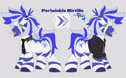 Size: 2080x1280 | Tagged: safe, artist:xtsij, derpibooru import, oc, oc only, oc:periwinkle mirtillo, zebra, blue, clothes, female, green eyes, hoodie, looking at you, necktie, piercing, simple background, striped, striped mane, tongue, tongue out, zebra oc