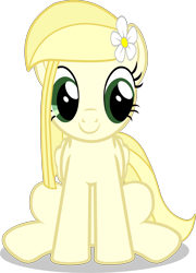 Size: 2523x3509 | Tagged: safe, artist:tankman, derpibooru import, oc, oc only, oc:daisy heart, pegasus, pony, adobe animate, friday night funkin', girlfriend (friday night funkin), green eyes, looking at someone, looking at something, pegasus oc, simple background, sitting, smiling, solo, static, transparent background, yellow mane, yellow skin