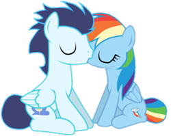 Size: 469x373 | Tagged: safe, artist:rulette, derpibooru import, rainbow dash, soarin', pegasus, pony, female, kiss on the lips, kissing, male, mare, shipping, simple background, soarindash, stallion, straight, transparent background