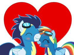 Size: 964x720 | Tagged: artist needed, safe, derpibooru import, rainbow dash, soarin', pegasus, pony, female, male, mare, shipping, simple background, soarindash, stallion, straight, transparent background