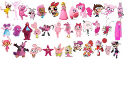 Size: 1280x915 | Tagged: safe, artist:greenteen80, derpibooru import, edit, pinkie pie, earth pony, human, monkey, pony, rabbit, spider, g4, abby cadabby, adventure time, amy rose, anais watterson, angry birds, angry birds stella, animal, billy hatcher and the giant egg, bing bong, blossom (powerpuff girls), bubble guppies, callie, cartoon, chowder, courage the cowardly dog, cylindria, dick figures, female, flower bubble, foofa, giggles, happy tree friends, inside out, kirby, kirby (series), littlest pet shop, lola loud, lulu (ni hao kai-lan), male, mare, milli, minka mark, miss spider's sunny patch friends, molly (bubble guppies), ni hao kai-lan, pac-man, pac-man and the ghostly adventures, panini (chowder), patrick star, piglet, pink, pink (dick figures), pinky (pac-man), pops, princess bubblegum, princess peach, regular show, rolly roll, rubbadubbers, sesame street, shimmer (miss spider's sunny patch friends), simple background, smiling, sonic the hedgehog (series), splatoon, sploshy, spongebob squarepants, super mario bros., team umizoomi, telly monster, the amazing world of gumball, the angry birds movie, the backyardigans, the fairly oddparents, the powerpuff girls, timmy turner, tubb, uniqua, wanda, white background, widget, winnie the pooh, wow! wow! wubbzy!, yo gabba gabba!