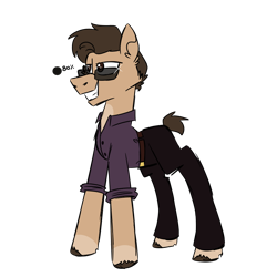 Size: 900x900 | Tagged: safe, artist:fuckomcfuck, derpibooru import, oc, oc:all star, earth pony, pony, belt, clothes, pants, shirt, simple background, solo, sunglasses, transparent background