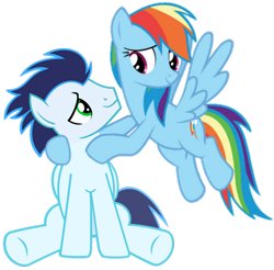 Size: 1300x1279 | Tagged: artist needed, safe, derpibooru import, rainbow dash, soarin', pegasus, pony, female, male, mare, shipping, simple background, soarindash, stallion, straight, transparent background