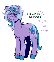 Size: 1661x1906 | Tagged: safe, artist:lawldog, derpibooru import, oc, oc only, oc:shelldrop shimmer, pony, unicorn, horn, magical lesbian spawn, offspring, parent:starlight glimmer, parent:trixie, parents:startrix, simple background, solo, unicorn oc, white background