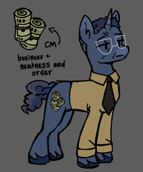 Size: 898x1077 | Tagged: safe, artist:lawldog, derpibooru import, pony, unicorn, breaking bad, gray background, gus fring, money, necktie, ponified, simple background, solo, species swap