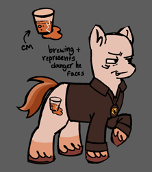 Size: 943x1064 | Tagged: safe, artist:lawldog, derpibooru import, earth pony, pony, breaking bad, gray background, hank schrader, ponified, simple background, solo, species swap