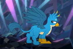 Size: 922x611 | Tagged: safe, derpibooru import, screencap, gallus, griffon, what lies beneath, butt, gallus is not amused, looking back, male, plot, solo, spread wings, unamused, wings