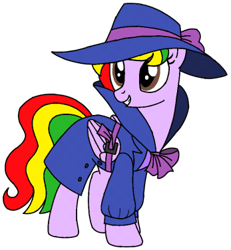 Size: 347x376 | Tagged: safe, artist:shieldwingarmorofgod, derpibooru import, oc, oc only, oc:starling shield, alicorn, pony, alicorn oc, clothes, detective, fedora, hat, horn, simple background, solo, transparent background, wings