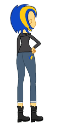 Size: 424x908 | Tagged: safe, artist:mlpfan3991, derpibooru import, oc, oc only, oc:flare spark, human, equestria girls, ass, boots, butt, clothes, cutie mark on clothes, denim, female, hand on hip, jacket, jeans, pants, rear view, shoes, simple background, solo, transparent background