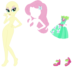 Size: 587x546 | Tagged: safe, artist:lordsfrederick778, artist:selenaede, derpibooru import, fluttershy, equestria girls, alternate design, base used, simple background, solo, white background