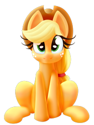 Size: 1708x2288 | Tagged: safe, artist:xppp1n, derpibooru import, applejack, earth pony, applejack's hat, clothes, cowboy hat, cute, female, hat, jackabetes, looking at you, mare, simple background, sitting, solo, transparent background