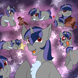 Size: 3000x3000 | Tagged: safe, artist:deadsmoke, derpibooru import, oc, oc:dreaming star, bat pony, hybrid, unicorn, bat pony unicorn, bust, commission, funny, heart, heart eyes, horn, portrait, wingding eyes, ych result