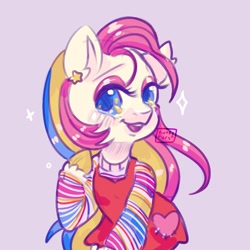 Size: 1000x1000 | Tagged: safe, artist:erieillustrates, derpibooru import, earth pony, pony, semi-anthro, g1, baby starbow, clothes, dress, female, filly, foal, looking at you, open mouth, open smile, signature, simple background, smiling, solo, sparkles, unshorn fetlocks