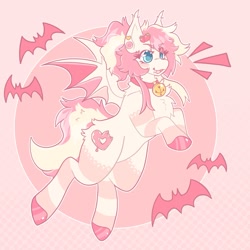 Size: 1577x1579 | Tagged: safe, artist:neapawlitan, derpibooru import, oc, bat pony, pony, bell, bell collar, collar, emanata, solo