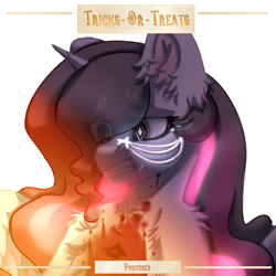 Size: 2500x2500 | Tagged: safe, artist:medkit, derpibooru import, oc, oc only, oc:emma stailer, alicorn, pony, alicorn oc, bust, chest fluff, colored ear fluff, colored eyebrows, colored eyelashes, colored lineart, colored pupils, colored sketch, colored wings, crescent moon, day 10, drawtober, ear fluff, ears, ears up, english, ethereal mane, eye clipping through hair, eyebrows, eyebrows visible through hair, eyes open, facial markings, feathered wings, female, frame, fringe, glowing, glowing mane, gritted teeth, heart shaped, high res, horn, lightly watermarked, long mane, mare, moon, paint tool sai 2, partially open wings, pink light, possessed, princess, resistance, shoulder fluff, signature, simple background, sketch, solo, stars, sternocleidomastoid, teeth, text, three quarter view, tricks or treats, two toned mane, wall of tags, watermark, white background, wings