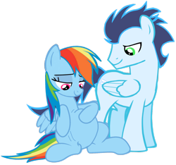 Size: 3500x3274 | Tagged: artist needed, safe, derpibooru import, rainbow dash, soarin', pegasus, pony, female, male, mare, preggo dash, pregnant, shipping, simple background, soarindash, stallion, straight, transparent background