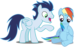 Size: 3600x2240 | Tagged: artist needed, safe, derpibooru import, rainbow dash, soarin', pegasus, pony, testing testing 1-2-3, female, male, mare, preggo dash, pregnant, shipping, simple background, soarindash, stallion, straight, transparent background