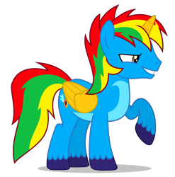 Size: 3824x3871 | Tagged: safe, artist:creedyboy124, derpibooru import, oc, oc only, oc:shield wing, alicorn, male, simple background, smiling, solo, stallion, transparent background