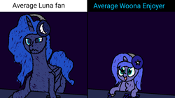Size: 1280x720 | Tagged: safe, artist:theunidentifiedchangeling, derpibooru import, princess luna, alicorn, pony, angry, computer mouse, female, filly, foal, headphones, headset, horn, keyboard, meme, microphone, smiling, wings, woona, younger