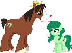 Size: 5534x4102 | Tagged: safe, artist:90sigma, artist:whalepornoz, derpibooru import, edit, trouble shoes, wallflower blush, earth pony, pony, appleoosa's most wanted, absurd resolution, cute, equestria girls ponified, female, freckles, heart, male, mare, ponified, shipping, simple background, species swap, stallion, straight, transparent background, troubleblush, vector, vector edit