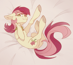 Size: 2137x1913 | Tagged: safe, artist:miss_glowwormis, derpibooru import, roseluck, pony, behaving like a cat, collar, commission, commissioner:doom9454, cute, pet tag, pony pet, rosepet, stretching