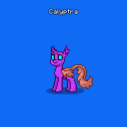 Size: 382x381 | Tagged: safe, derpibooru import, oc, oc only, oc:calyptra, changedling, changeling, pony, blue background, female, pony town, simple background, solo