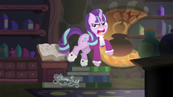 Size: 3840x2160 | Tagged: safe, artist:starry swirl, derpibooru import, snowfall frost, starlight glimmer, pony, unicorn, a hearth's warming tail, book, cauldron, female, fireplace, mare, scene interpretation, solo