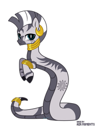 Size: 3000x4000 | Tagged: safe, alternate version, artist:angel_animotr, artist:angelina-pax, derpibooru import, zecora, lamia, original species, zebra, commission, cute, ear piercing, earring, female, jewelry, lamiafied, neck rings, piercing, simple background, solo, species swap, transparent background, ych result, zecorable