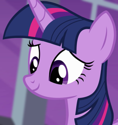 Size: 682x720 | Tagged: safe, derpibooru import, screencap, twilight sparkle, twilight sparkle (alicorn), alicorn, pony, princess twilight sparkle (episode), season 4, cropped, cute, female, mare, smiling, solo, twiabetes, window