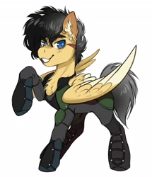 Size: 3524x4096 | Tagged: safe, artist:opalacorn, derpibooru import, oc, oc only, pegasus, pony, commission, ear fluff, ears, grin, looking at you, male, raised hoof, raised leg, smiling, smiling at you, solo, stallion