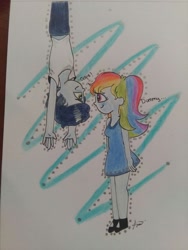 Size: 960x1280 | Tagged: artist needed, safe, derpibooru import, rainbow dash, soarin', human, equestria girls, female, male, shipping, soarindash, straight, traditional art